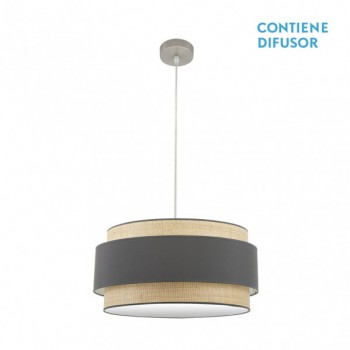 Distribuidor - Lâmpadas Diversas | Colgantes Moderno | COLGANTE KANDY 3XE27 NATURAL/GRIS REGX60X60 CM Ref: 174296028